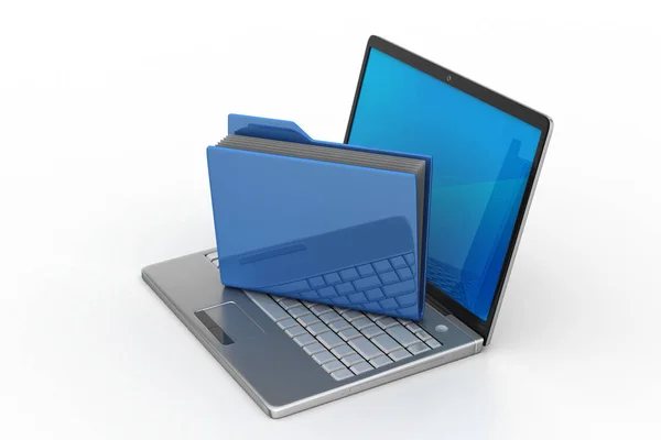 Laptop dengan folder berkas Stok Lukisan  