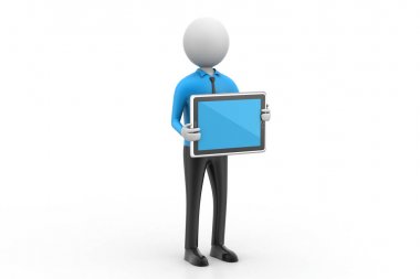 tablet bilgisayar gösterilen 3d adam