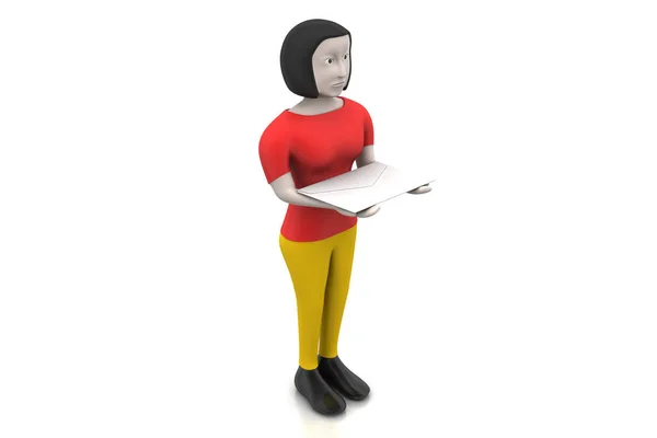 3d woman with e mail — Stock Photo, Image