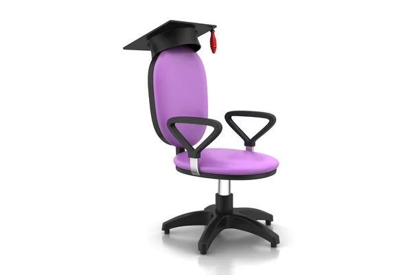 Cappello da laurea in sedia da ufficio — Foto Stock
