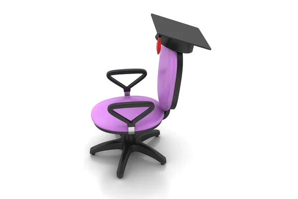 Cappello da laurea in sedia da ufficio — Foto Stock