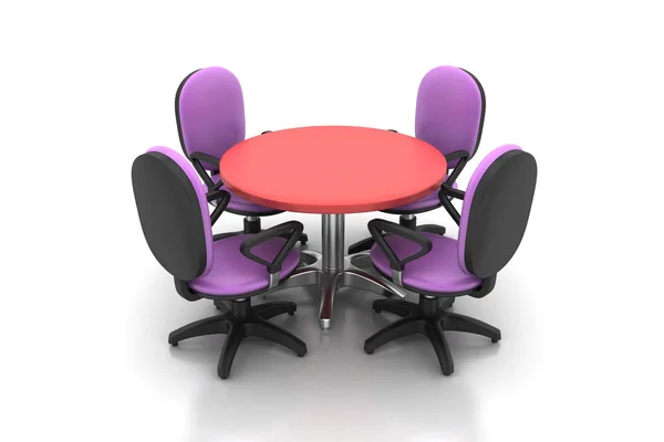 Conference round table and office chairs in meeting room — Stock Photo, Image