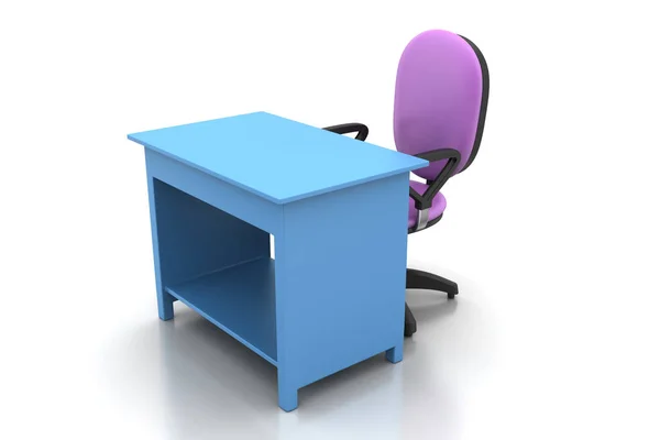 Chaise de bureau et table informatique — Photo