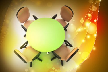 Konferans toplantı salonunun içinde tablo ve Ofis koltukları yuvarlak