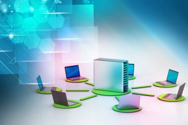 Kablosuz ağ sistemi 3D çizimi