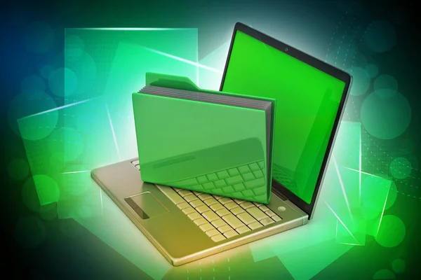 Laptop com pasta de arquivo — Fotografia de Stock