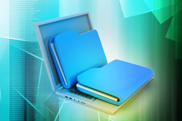 Laptop med filer — Stockfoto
