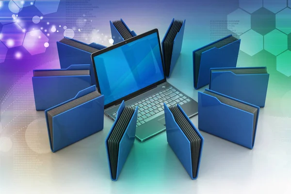 Laptop Con Cartella File — Foto Stock