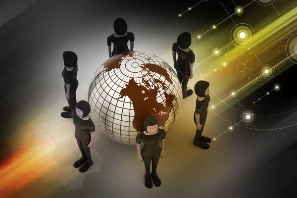 people around a globe representing social networking