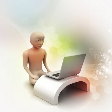 meditasyon dizüstü bilgisayar ile 3D adam