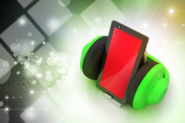 dijital arka plan üzerinde kulaklık ile modern smartphone 