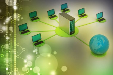 Küresel ağ konseptinin 3d illüstrasyonu