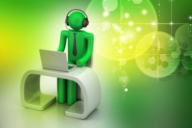 Dizüstü bilgisayar ile bir ofis kişiye iş
