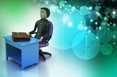 Evrak Çantası'nda office ile 3D iş adamı