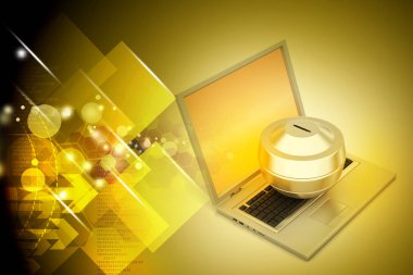 Parlak arka plan üzerinde online para kavramı 