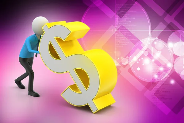 Hombre Empujando Signo Del Dólar — Foto de Stock