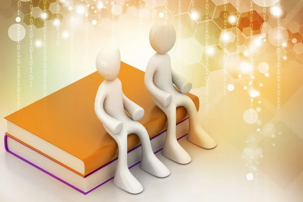 3d people sitting on the books — Stock Photo, Image