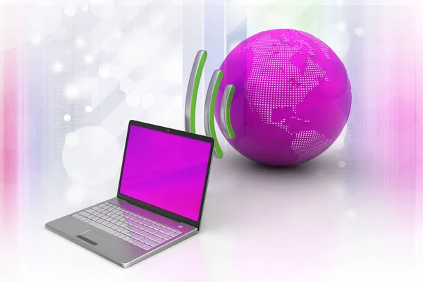 Laptops Drahtlose Verbindung Mit Der Erde — Stockfoto