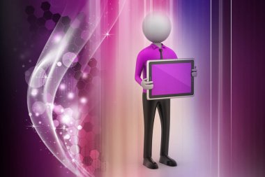 tablet bilgisayar gösterilen 3d adam