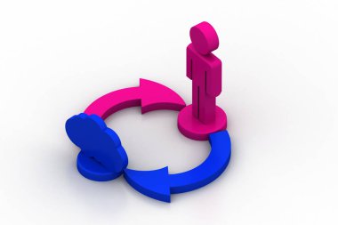 Kişi ve bulut ile renkli daire