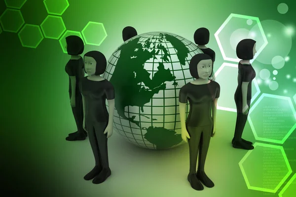 people around a globe representing social networking