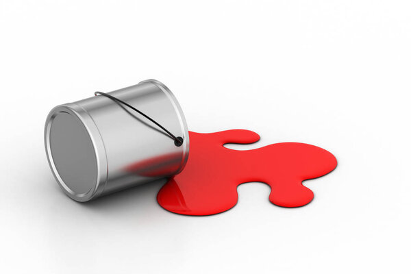 Красная краска льется на пол
