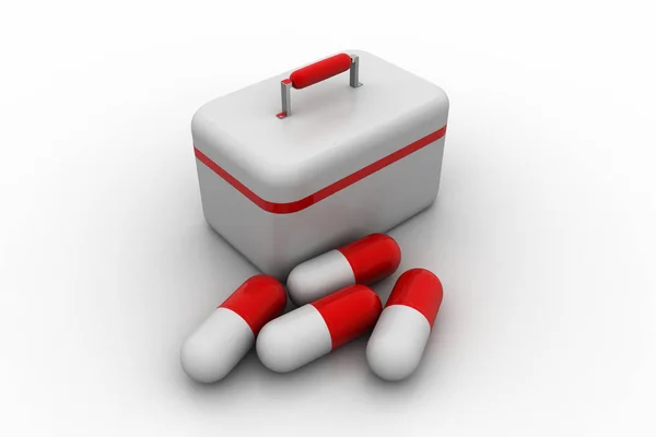 Kit Primeiros Socorros Com Pílulas Cápsula — Fotografia de Stock