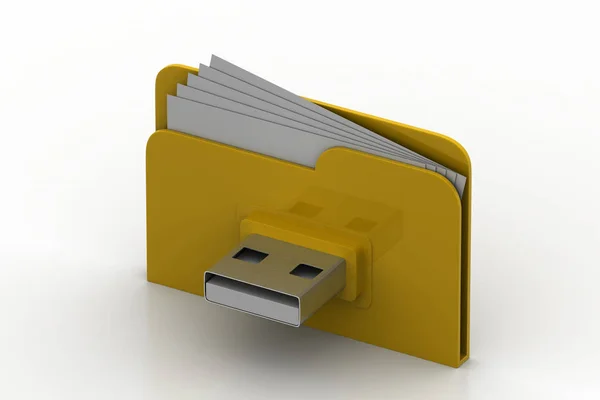 Ilustración Del Concepto Carpeta Usb —  Fotos de Stock