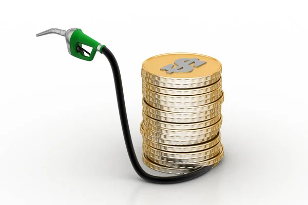 Benzinpumpe Mit Dollarmünzen — Stockfoto