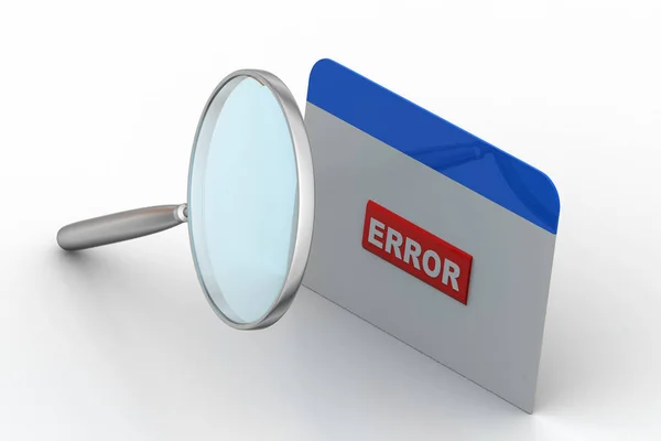 Página Web Mostrando Erro Com Lupa — Fotografia de Stock