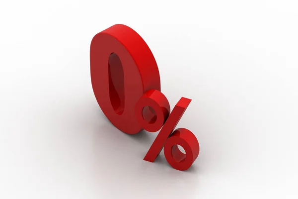 Cero Rojo Con Porcentaje Aislado Sobre Fondo Blanco Concepto Porcentaje —  Fotos de Stock