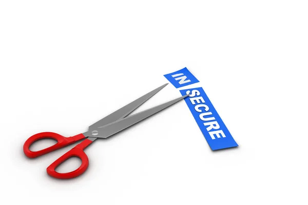 Scissors Cut Word Secure — Stock Photo, Image