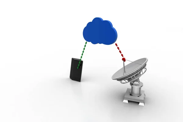 Signal Satellite Nuage Vers Téléphone Intelligent — Photo