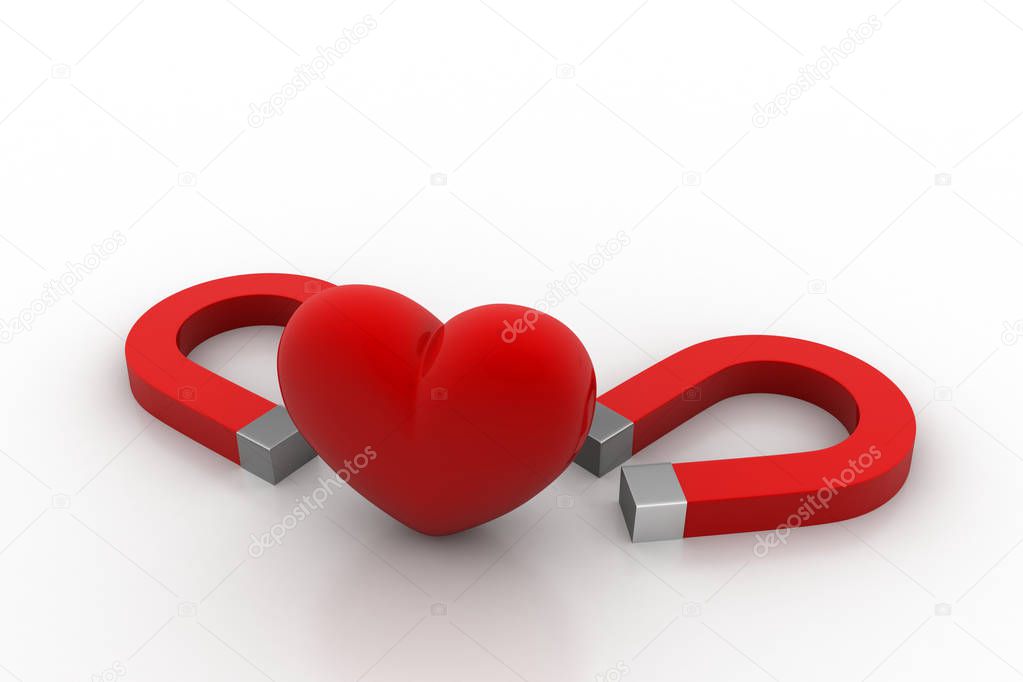 Magnetic bars attracting the hearts