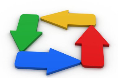 Beyaz arka plan üzerinde izole renkli oklar