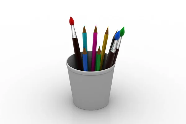 3d ілюстрація малювання пензлем у чашці — стокове фото