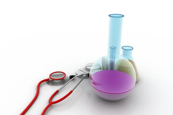 Peralatan laboratorium dengan stetoskop — Stok Foto