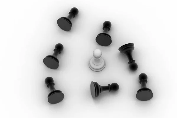 Ilustração 3d de peões pretos e brancos — Fotografia de Stock