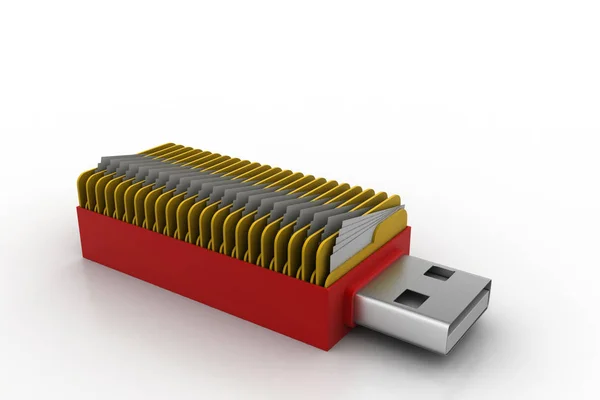 3D illustration av USB-mappen koncept — Stockfoto