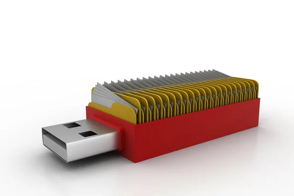 3d иллюстрация концепции папки USB — стоковое фото