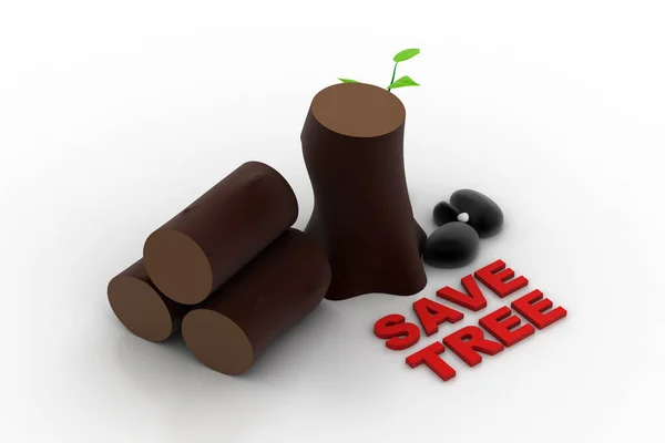 Ilustrasi 3d dari Save tree concept Stok Foto