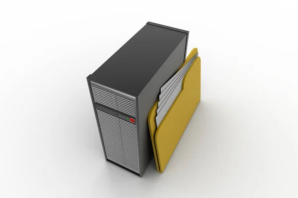Server komputer dengan folder berkas — Stok Foto