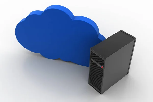 Ilustración 3d del servidor con nube — Foto de Stock