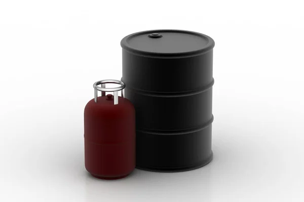 Cilindro de gás com barril de óleo — Fotografia de Stock