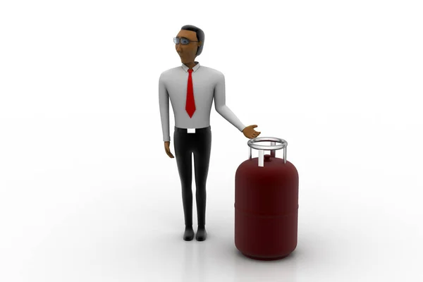 3d ilustrasi Gas silinder dengan manusia — Stok Foto