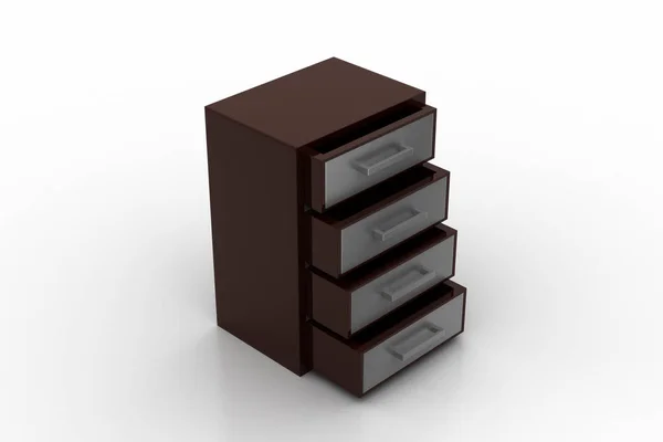 3D obrázek dřevěné zásuvky — Stock fotografie