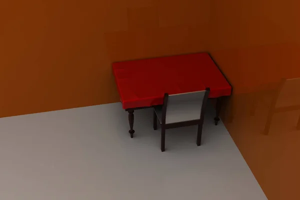 3D Illustration Tisch und Stuhl — Stockfoto