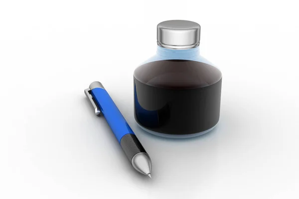 Kalemiyle mürekkep şişesi — Stok fotoğraf