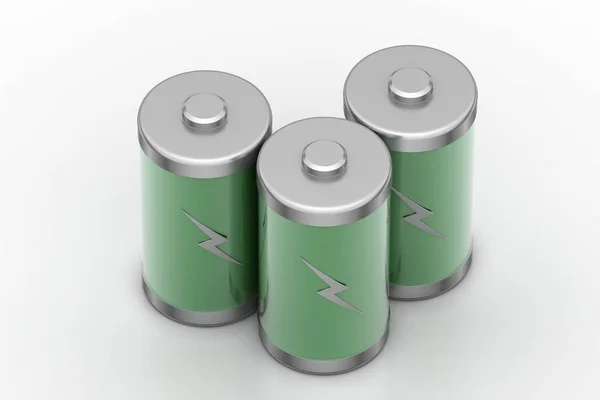 Ilustração 3d baterias recarregáveis — Fotografia de Stock