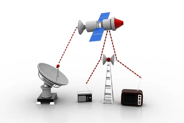 Different type of communication antennas — Stock Photo, Image